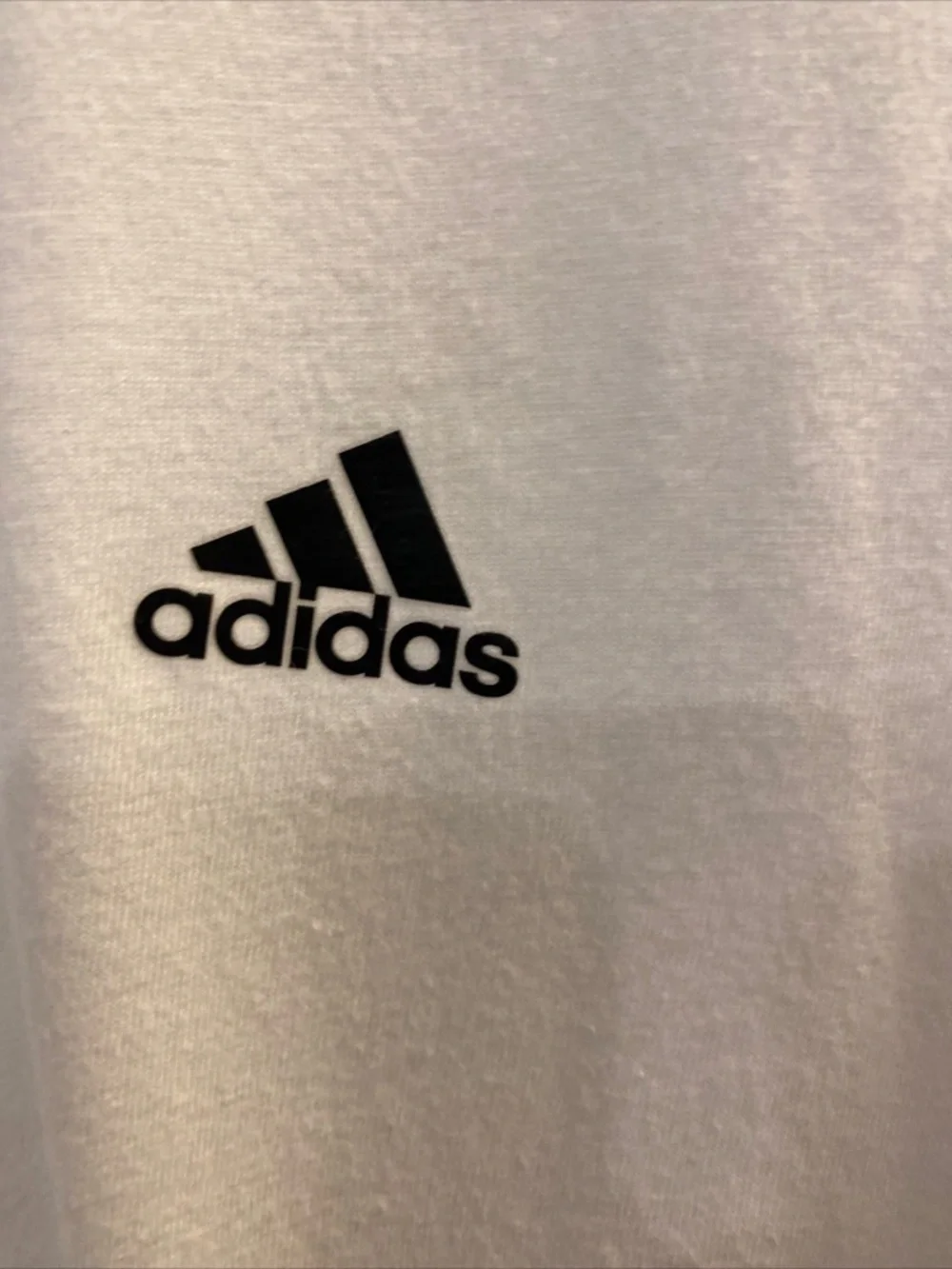 adidas White Long-Sleeve Crew with Logo Tape Hem